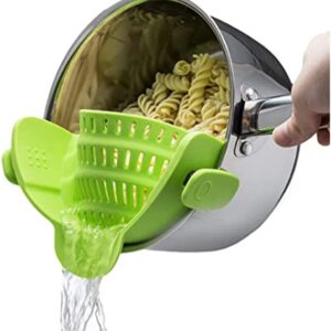 Kitchen Gizmo Snap N Strain Adjustable Silicone Clip On Strainer for Pots, Pans and Bowls - Lime Green