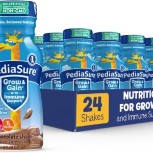 PediaSure Grow & Gain With Immune Support, Kids Protein Shake, 27 Minerals & Vitamins for Kids, 7g Protein, Helps Kids Catch Up On Growth, Non-GMO, Gluten-Free, Chocolate, 8-fl-oz Bottle, Pack of 24
